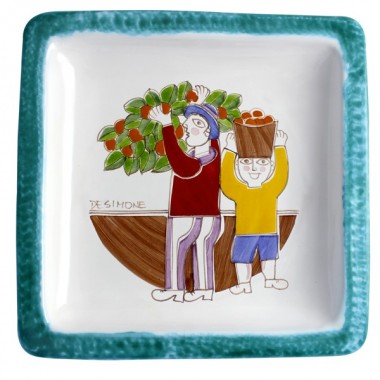 Piatto quadrato Folk PQFK-9 Raccolta delle Arance Piatto quadrato Folk PQFK-9 Raccolta delle Arance